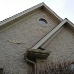 2 gables with freeze board, soffit and gable trim. Also a section freeze board, soffit and fascia, and our seamless aluminum gutters with downspout