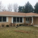 Front of house: Old roofing and gutters.