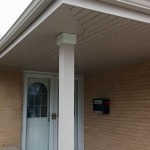 Completed front porch and newly capped post supporting the ceiling